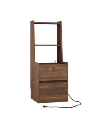 Streamdale Nightstands Set of 2, Charging, Night Light, Bookshelf, Storage, Wood