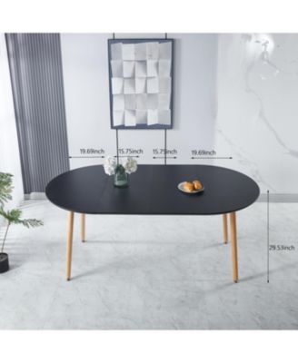 Extensible Black Table- Wood Leg, MDF Top