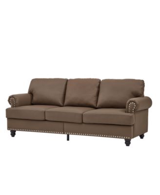 83" Modern Classic Brown Leather Sofa