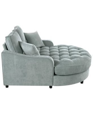 55" Modern Chaise Lounge Sofa Bed, Tufted, Misty Green