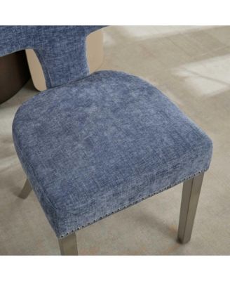 Streamdale Mid Century Blue Chenille Dining Chairs (Set of 2