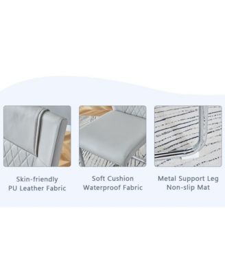 Marble-Patterned Dining Table & Gray PU Chairs (63"x31.5"x30)