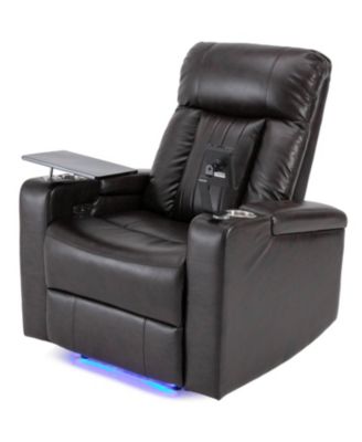 Premium Power Recliner with Storage Arms, Cupholders, Swivel Tray Table and Cell Phone Stand