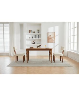 Streamdale Linen Fabric Armless Dining Chairs, Curved Back, Wood Legs, (Set of 2)