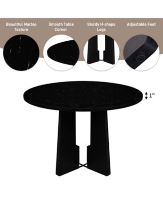 43" Faux Marble Round Dining Table - Mid-Century Modern