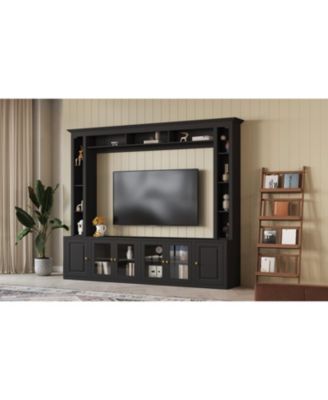 Modern Entertainment Center Wall Unit - 80" TV Stand, Black
