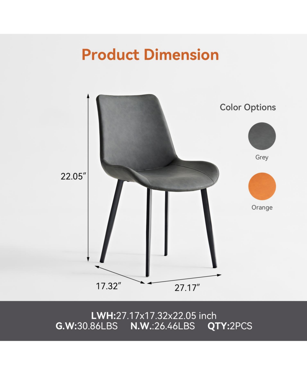 Streamdale Grey Pu Leather & Iron Leg Dining Table Set (2-Piece)