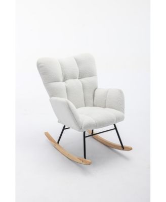 Teddy Fabric Rocking Gilder Nursery Chair for Living Room Indoor