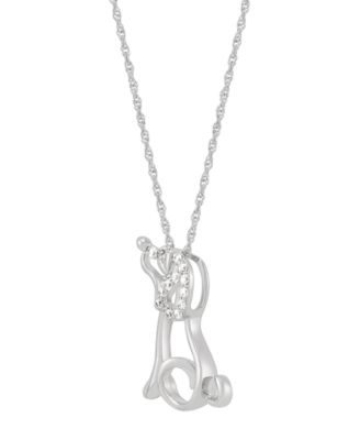 Diamond Pendant Necklace (1/10 ct. t.w.) in Sterling Silver and Rhodium