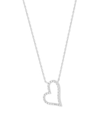 Diamond Pendant Necklace (1/10 ct. t.w.) in Sterling Silver and Rhodium