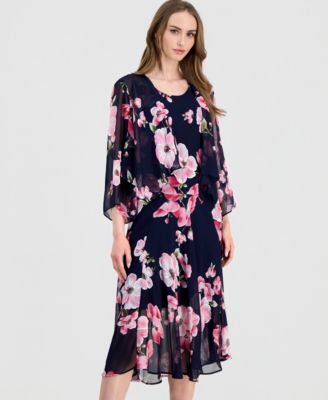 Women's Floral Chiffon Jacket Dress