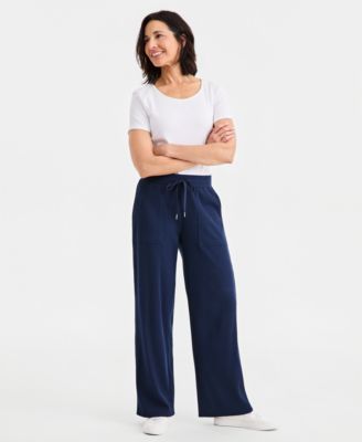 Women's Waffle-Knit Wide-Leg Pull-On Pants
