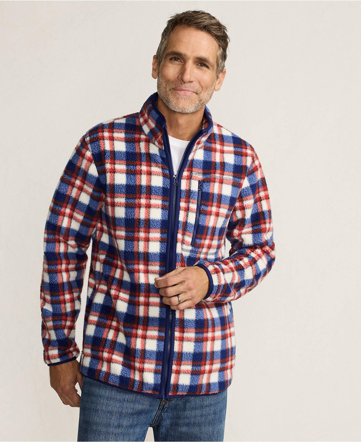 Big & Tall Print Full Zip High Pile Fleece Jacket
