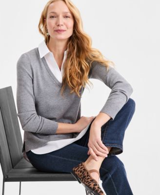 Women's Two-Fer V-Neck Sweater