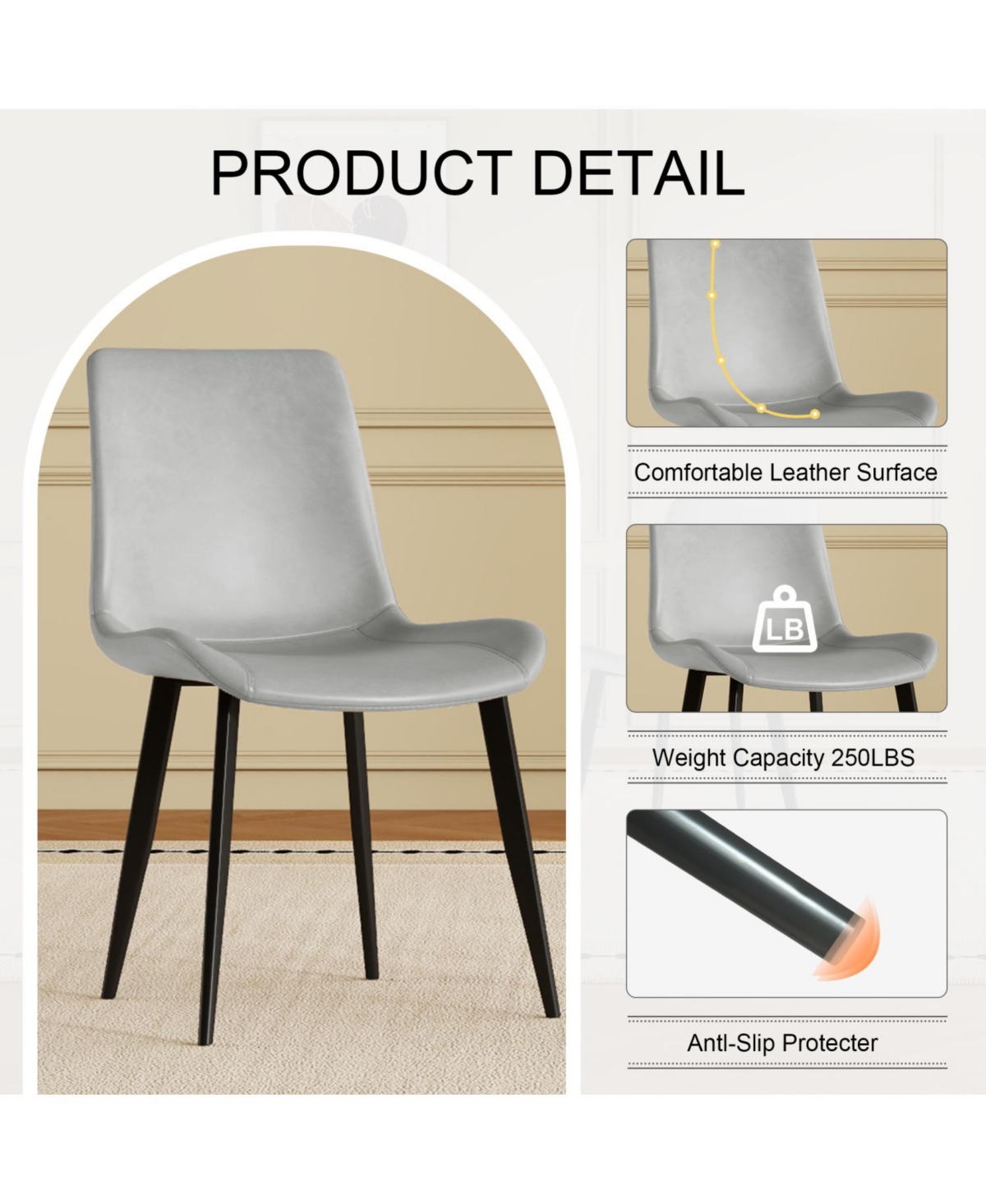 Streamdale Furniture Floral Pu Leather Dining Chairs Set of 4