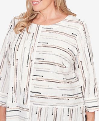 Plus Size Classic Spliced Jacquard Stripe Top