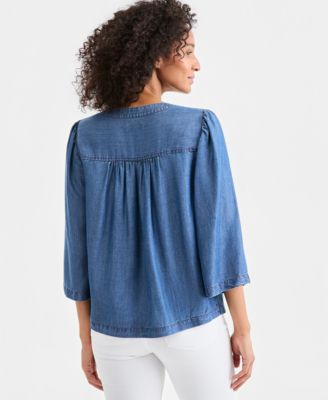 Petite V-Neck Bell Sleeves Top