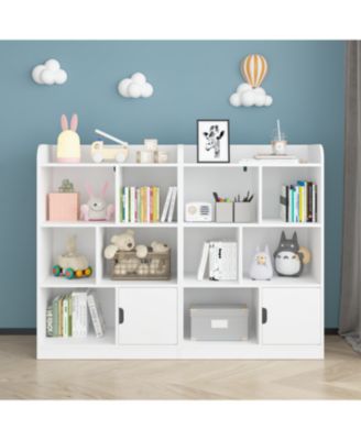 White MDF Kids Bookcase with Display Names and Anti-Tip Device