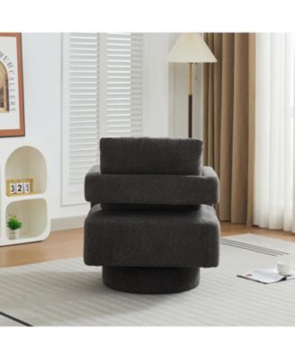 Modern Open-Back Swivel Accent Chair, 360 Rotation