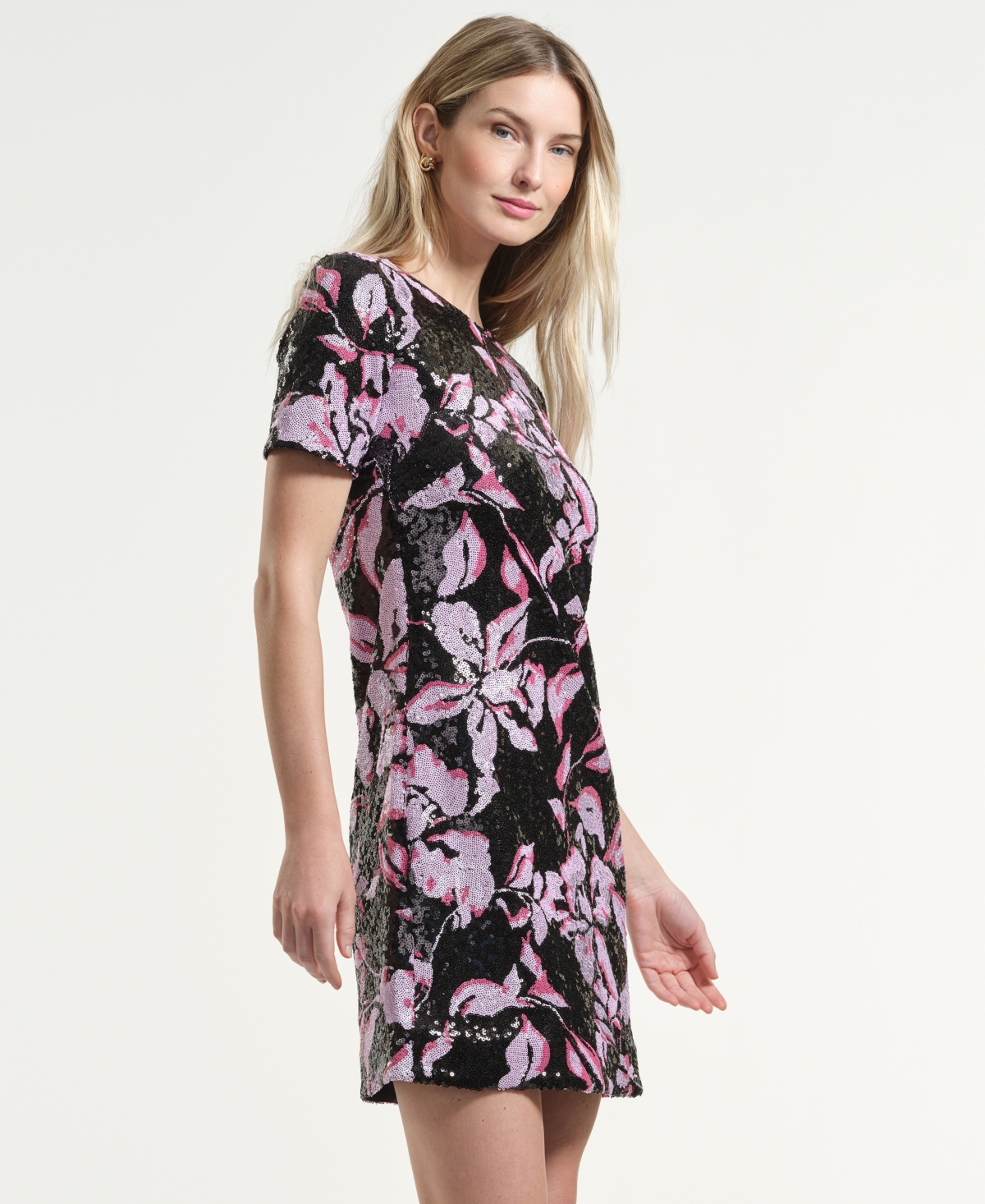 Isaac Mizrahi Women's Sequin Crewneck Shift Dress