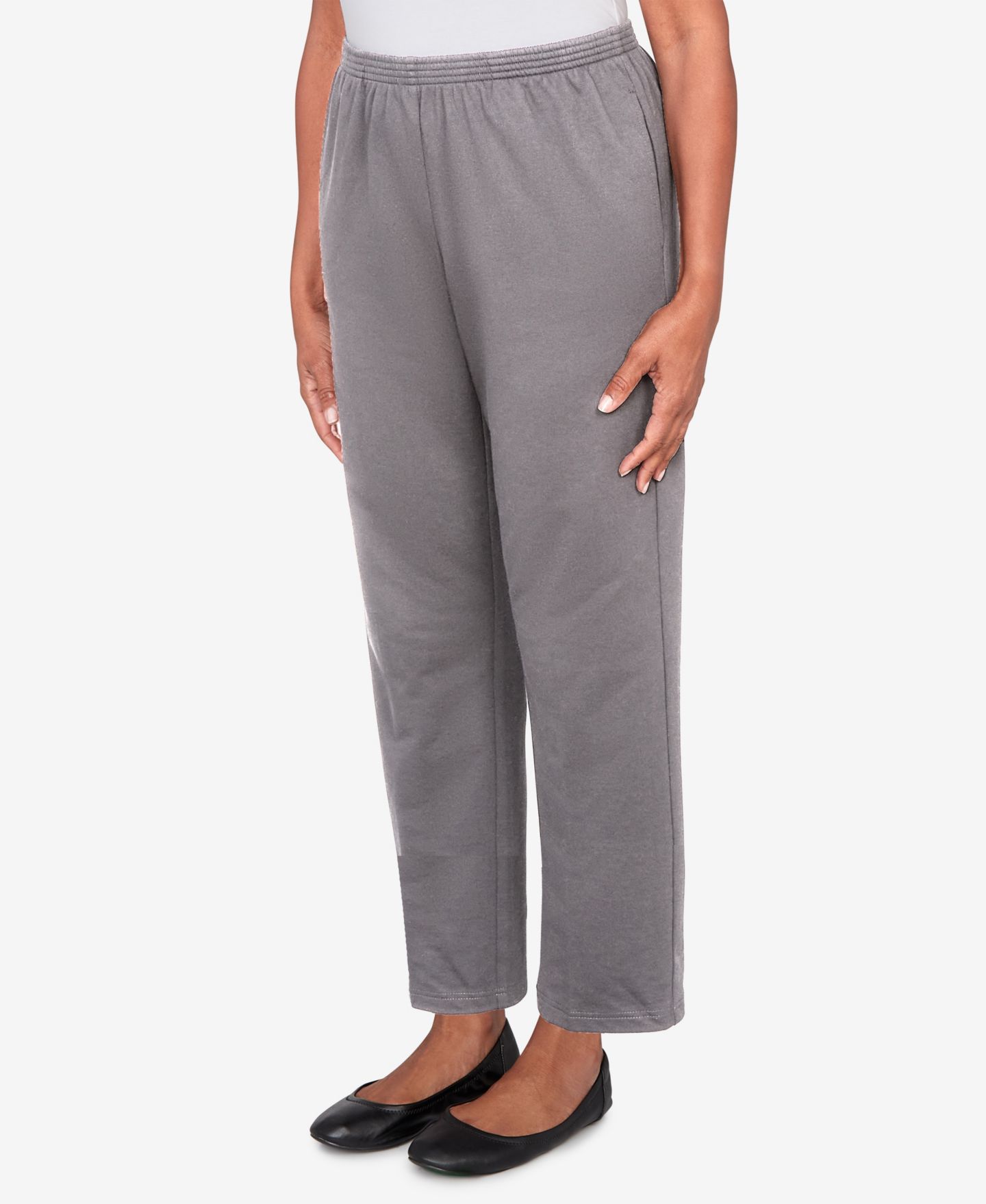 Женские брюки Alfred Dunner Classic French Terry Short Length, цвет: Меланжевый серый — фото 2