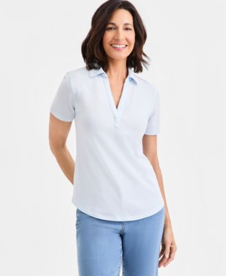 Women's Short-Sleeve Knit Polo Shirt
