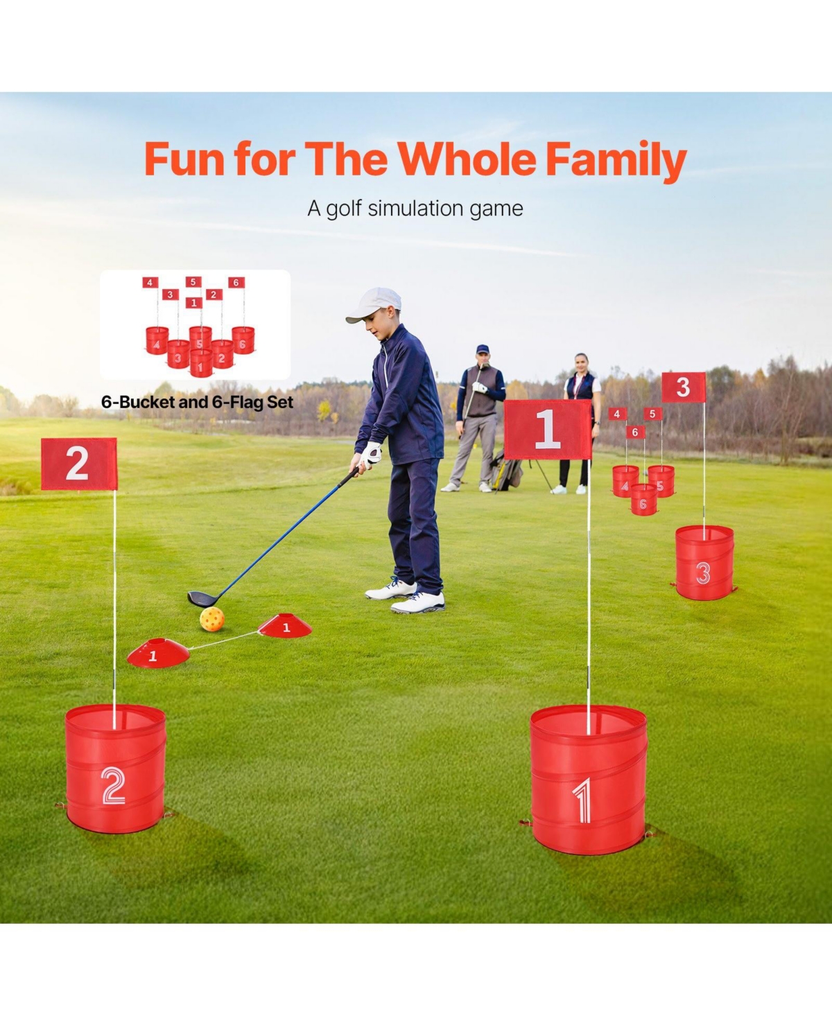 Hongge Backyard Golf Game 6-Hole Portable Outdoor Chipping Set