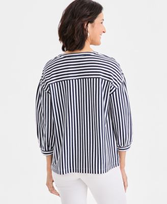 Women's Printed 3/4 Sleeve Split-Neck Top