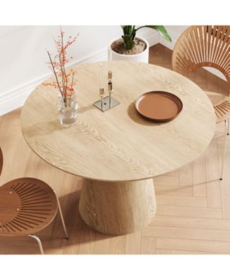 43" Round Wood Dining Table - Modern Minimalist