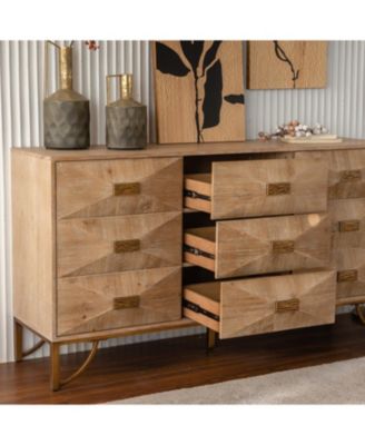 Light Wood 9-Drawer Dresser & TV Stand