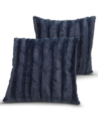 Plush Reversible Faux Fur 2-Pack Decorative Pillow, 22" x 22"