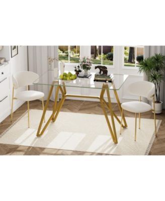 47.3" Rectangular Glass Dining Table - Gold