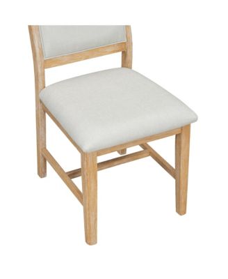 Retro 7-Piece Dining Table Set for 6 with Upholstered Chairs (Natural)