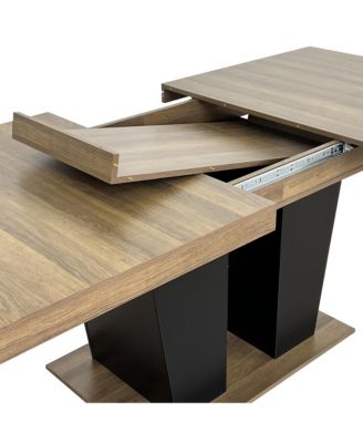 Extendable Dining Table, 4-10 People, Black Pedestal Base