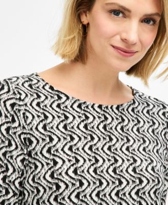 Women's Printed 3/4-Sleeve Swing Knit Top