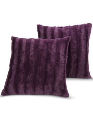 Plush Reversible Faux Fur 2-Pack Decorative Pillow, 24" x 24"