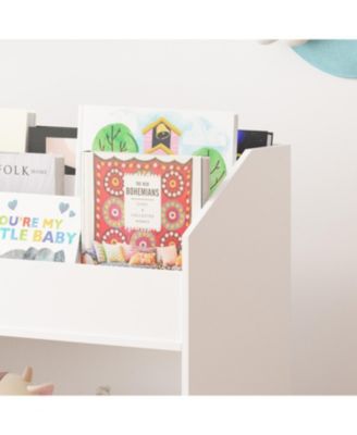 Toddler Book Display Shelf, Wooden Kids Bookcase, White