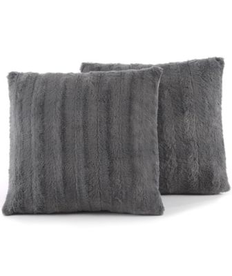 Plush Reversible Faux Fur 2-Pack Decorative Pillow, 24" x 24"