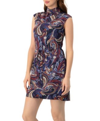 Women's Short Off-Shoulder Paisley Print Dress