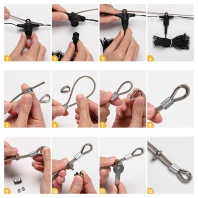 40x10 Ft Commercial Twinkle Curtain String Light 1920 LED 120V Steel Cable for Event Wedding Party Holiday Decor