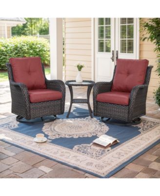 ArcLine Wicker Swivel Glider Outdoor Rocking Chair with CushionGuard Olefin Cushion and Side Table (3-Piece