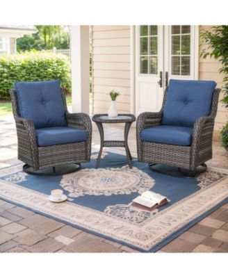 ArcLine Wicker Swivel Glider Outdoor Rocking Chair with CushionGuard Olefin Cushion and Side Table (3-Piece