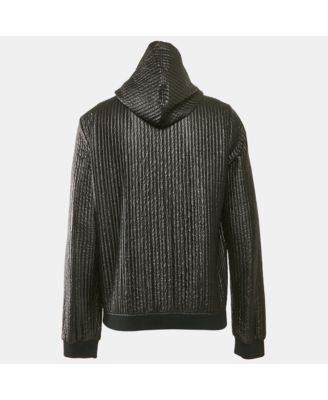 Men's Black Quilted Nylon Zip Front Hooded Jacket