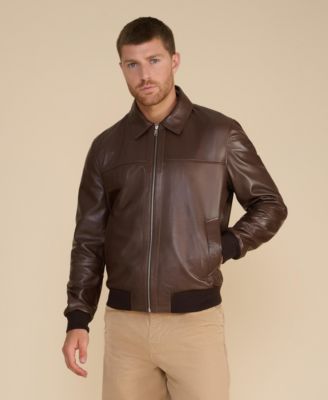 Men's Men s Leather Bomber Jacket