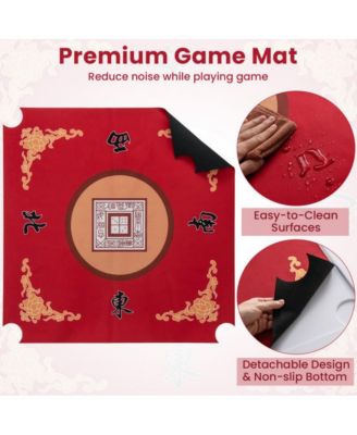 35 Inch Folding Mahjong Table for 4 Players with Cup Holders