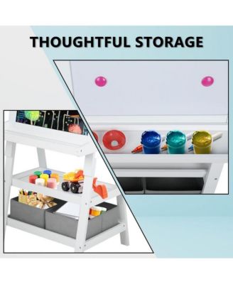 Art Easel for Kids, 3 in 1 Toddler Easel w/Whiteboard, Chalkboard & Paper Roll