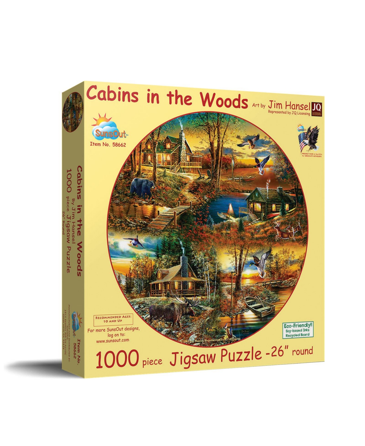 SunsOut Cabins in the Woods 1000 piece Jigsaw Puzzle for Adults Round