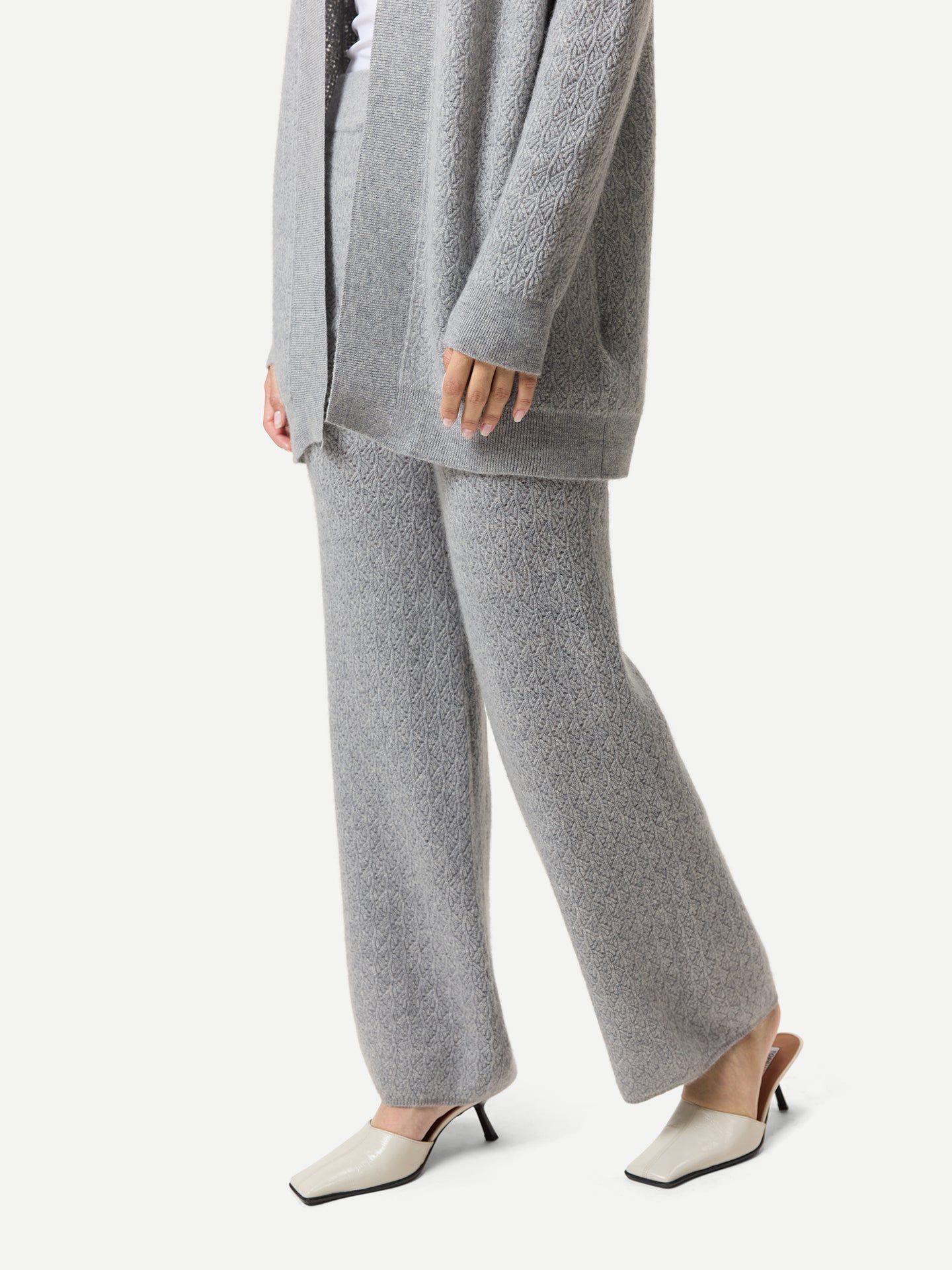 Женские брюки Gobi Cashmere Wide-Leg Ajour Knit Cashmere, цвет: Синий — фото 5