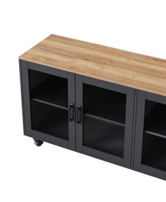 Streamdale Farmhouse TV Stand with Gourd-Shaped Legs & Bookshelves, White