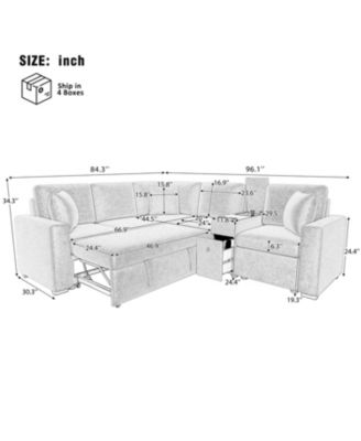 L-Shaped Convertible Sofa Bed with Storage